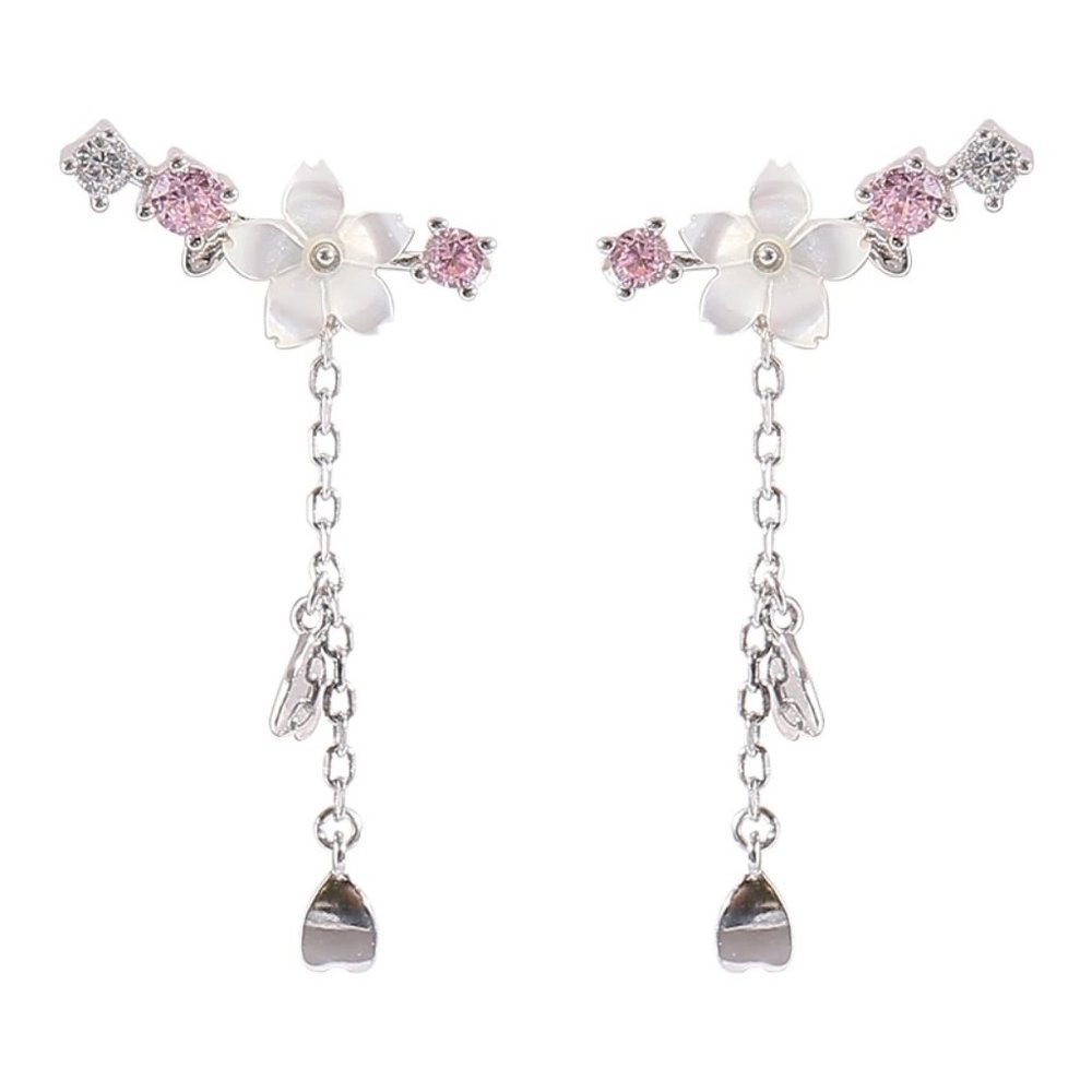 *NEW 925 Sterling Silver Diamond Flower Earrings Z - Picture 10 of 10